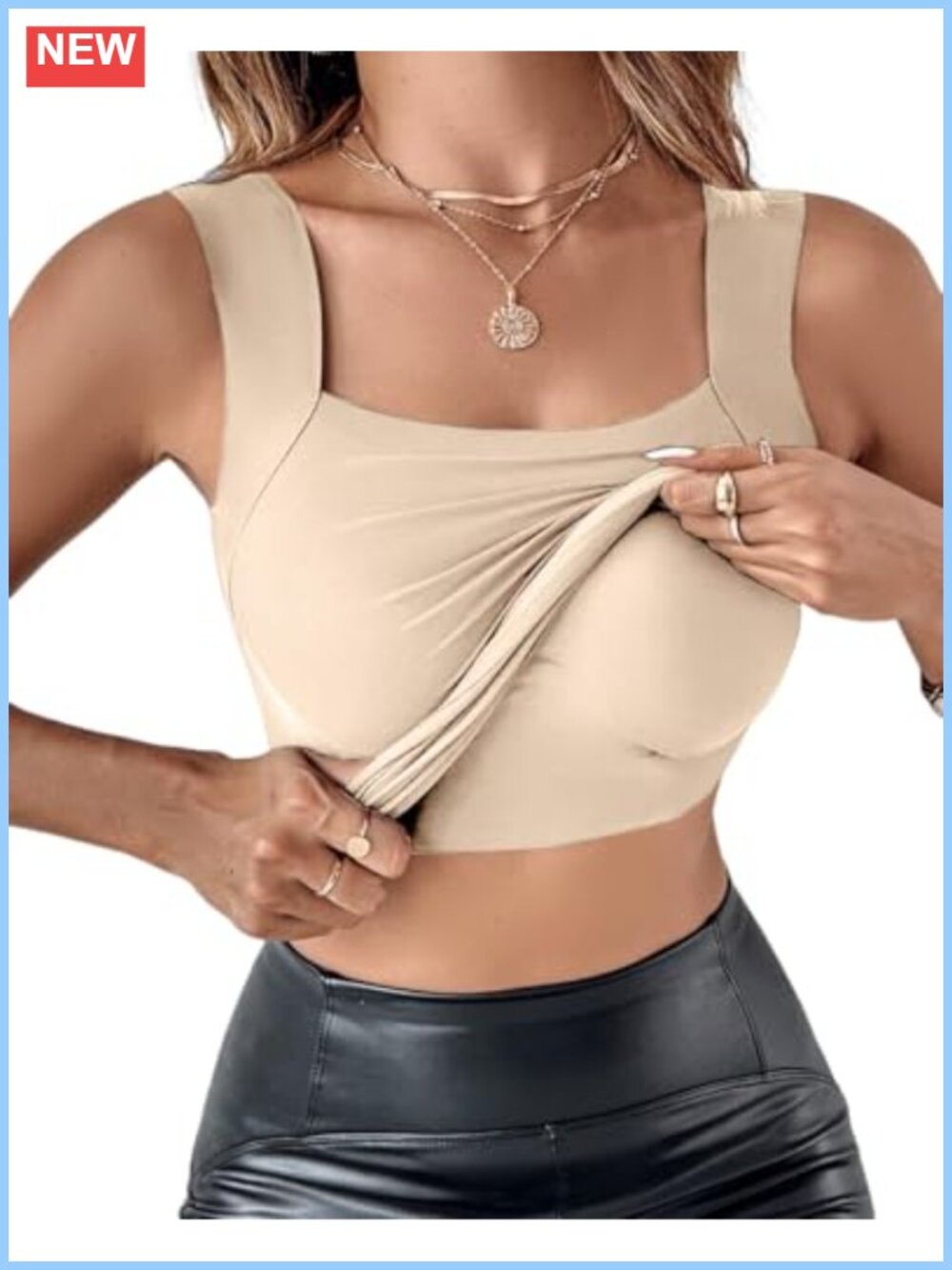 Shapewear Tank Top with Built-In Bra Women Seamless U Neck Camisole